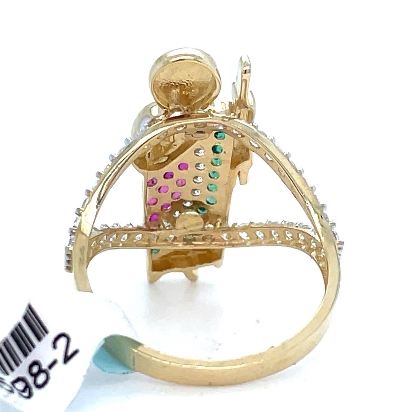 14k Yellow Gold Women’s CZ Colorful San Judas Ring 3.40g Size 72