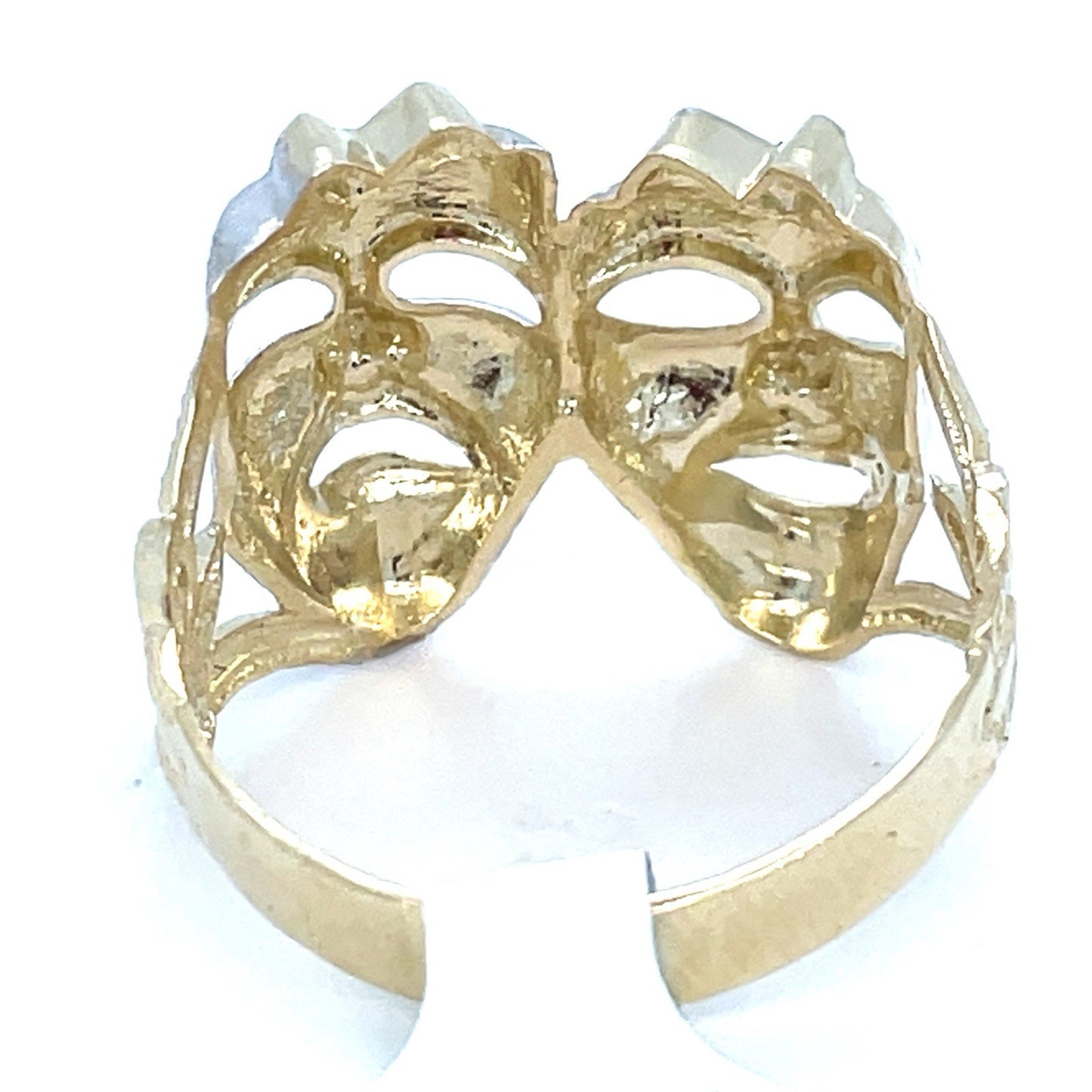 10k Two Tone Gold Smile Now Cry Later Ring 3.70g Size 112