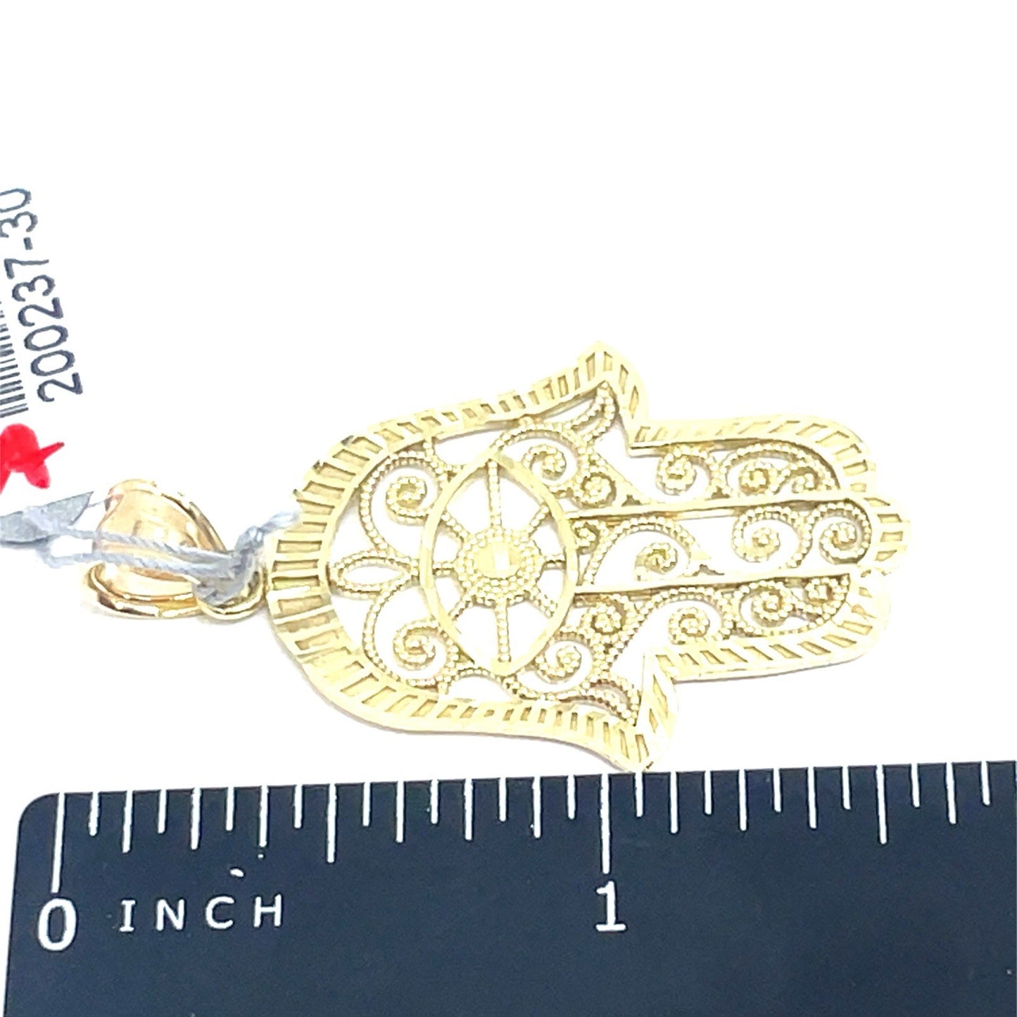 10k Yellow Gold Open Filigri Hamsa Pendant 2.70g2