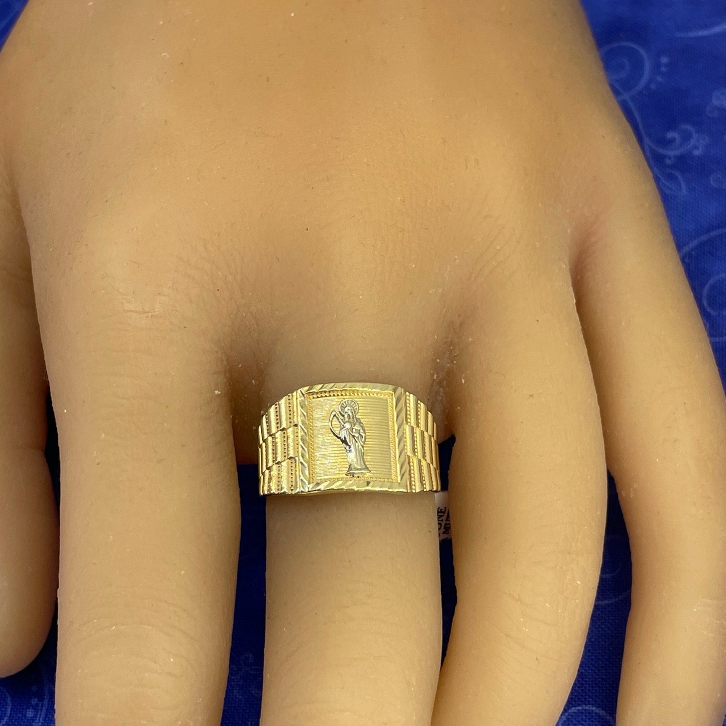 14k Two Tone Gold Men’s Santa Muerte Ring 4.60g Size 114