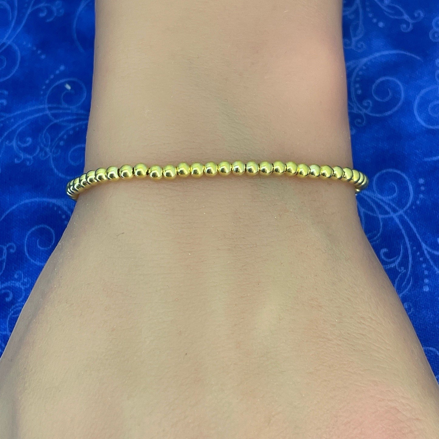 18k Yellow Gold Women’s 6.5”-7” Beads Bracelet 1.10g 3mm 3