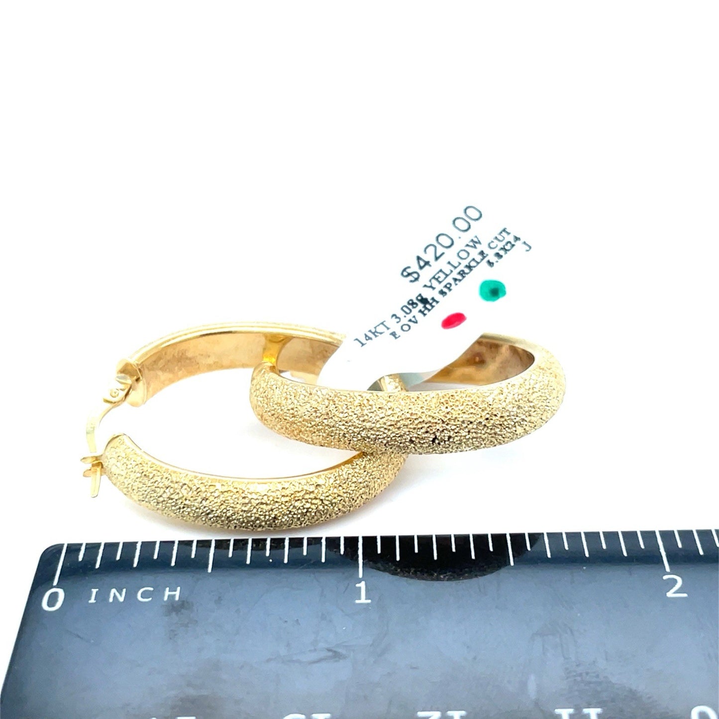 14k Yellow Gold Women’s Sparkle Cut Hoop Earrings 3.08g 5.8x242