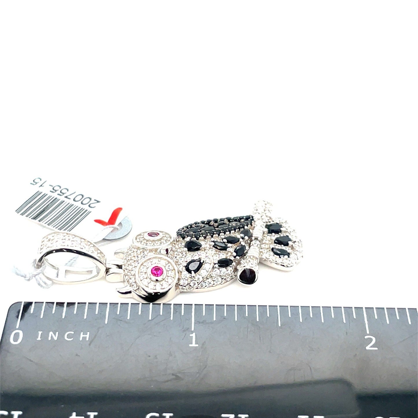 925 Sterling Silver CZ Owl Pendant 7.35g3