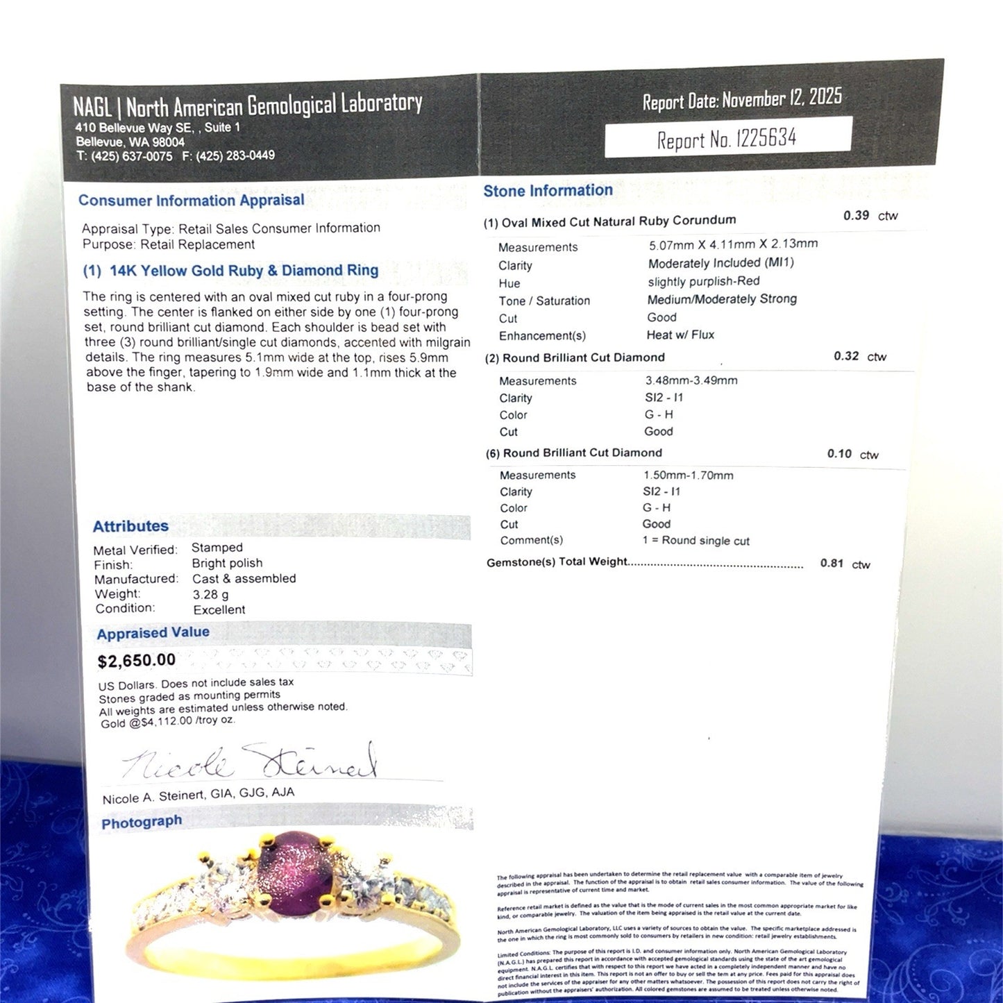 14k Yellow Gold Women’s Ruby And Diamond Ring 3.28g W/ Appraisal5