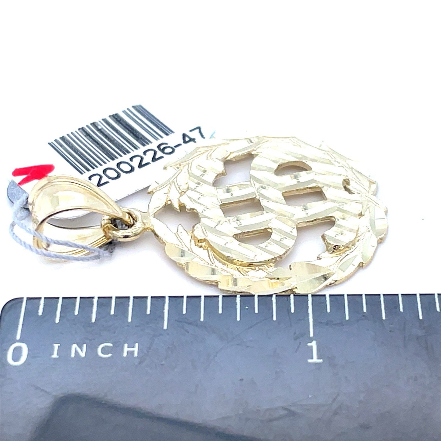 10k Yellow Gold Round Dollar Sign Pendant 3.102