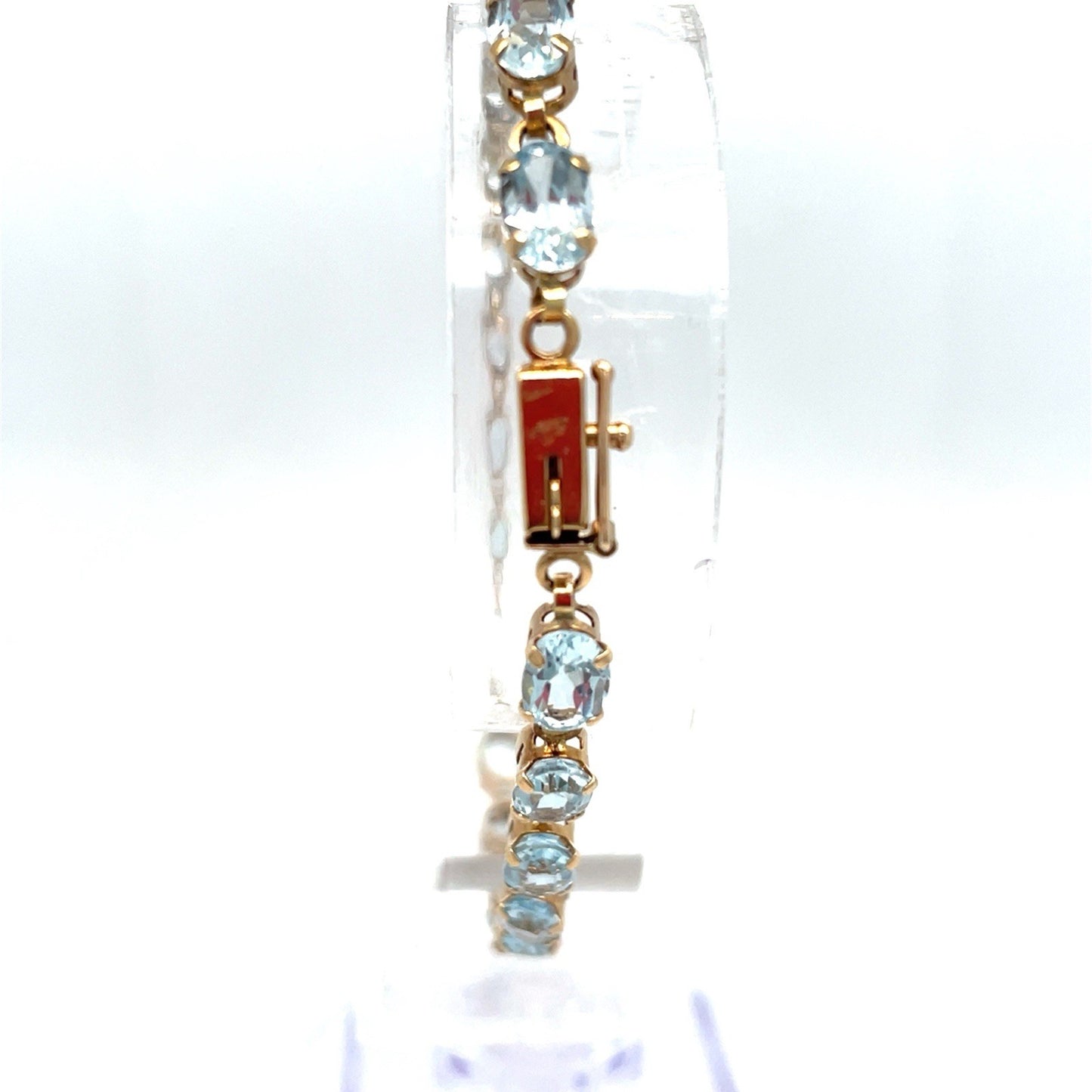 10k Yellow Gold Women’s 8” Oval Blue Topaz Bracelet 5.50g3