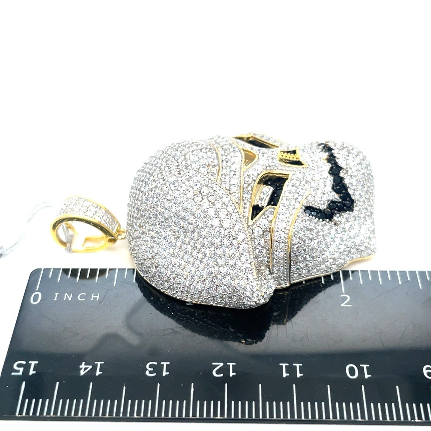 925 Sterling Silver CZ Skull Beret Pendant 32.30g3