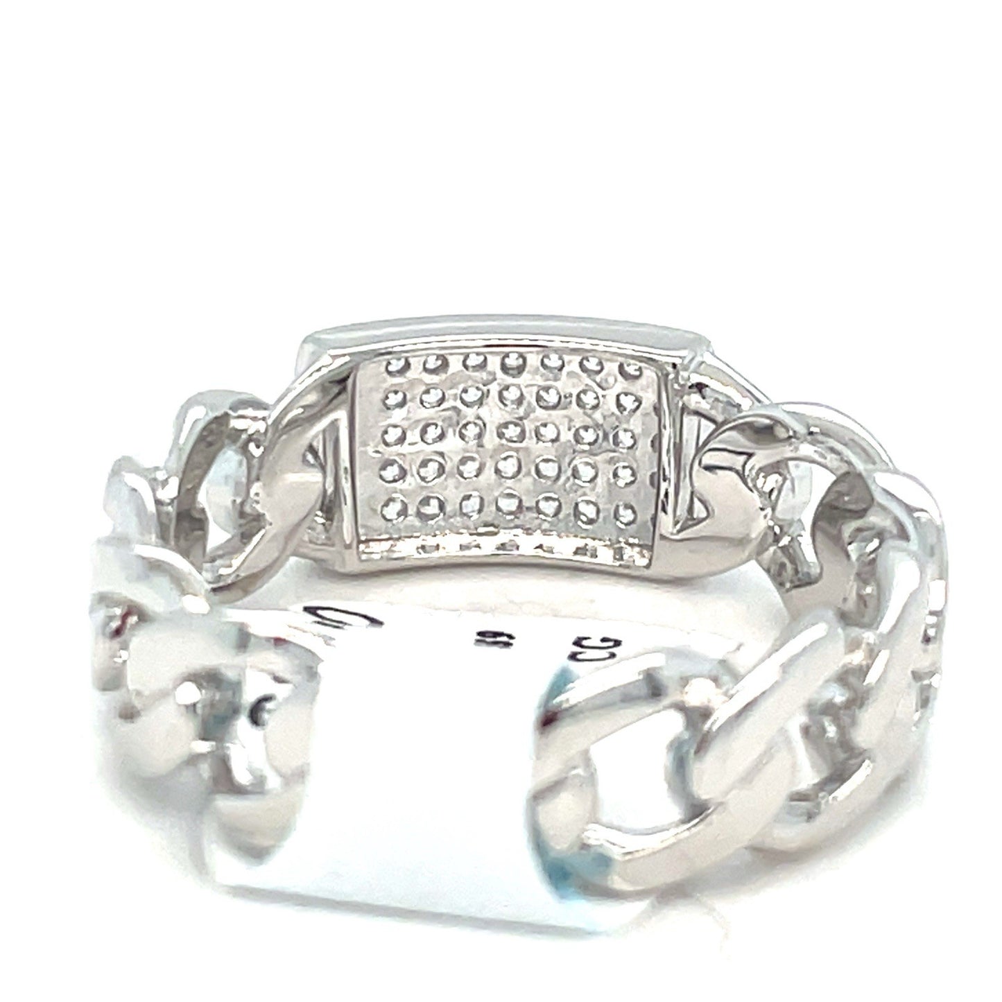 925 Sterling Silver CZ Cuban Style Link Ring 4.90g Size 92