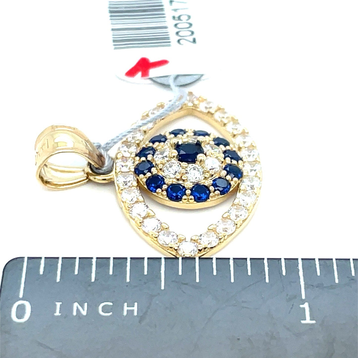 10k yellow Gold CZ Evil Eye Pendant 2.64g2