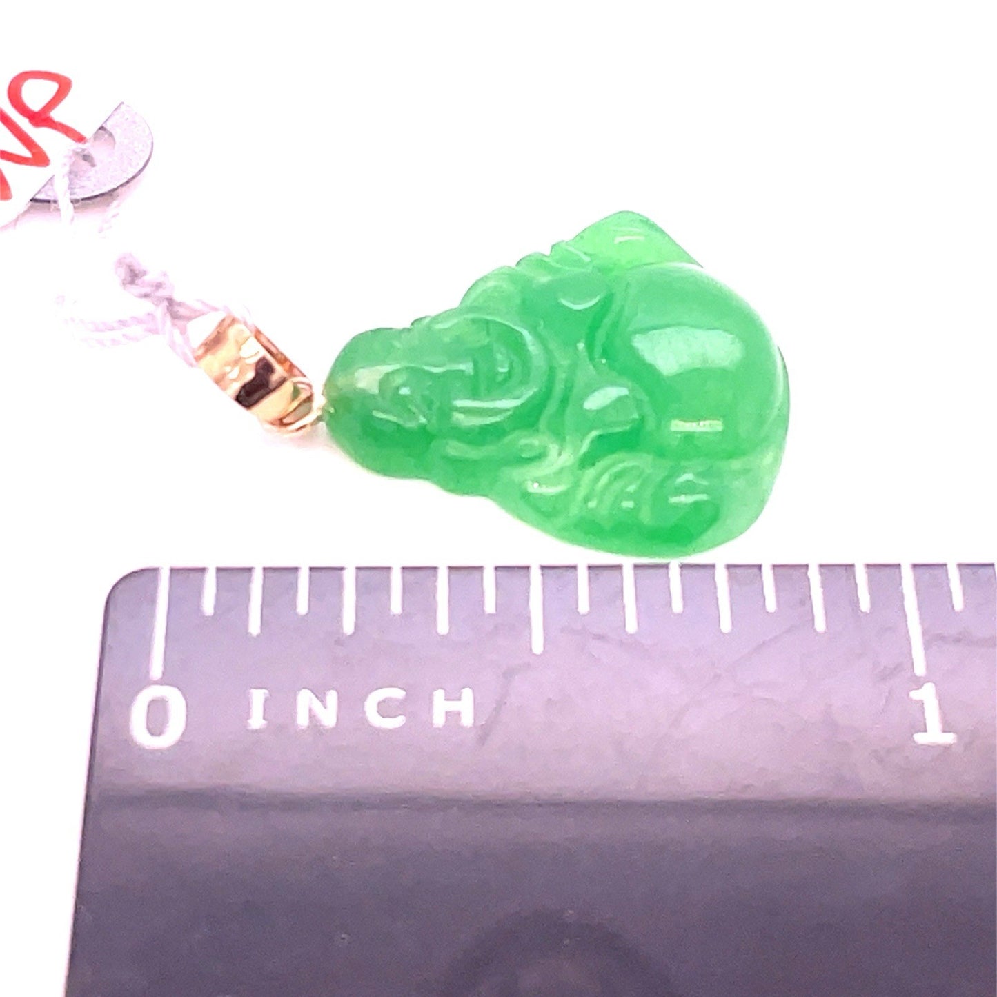 14k Yellow Gold Green Buddha Pendant 2.10g 3