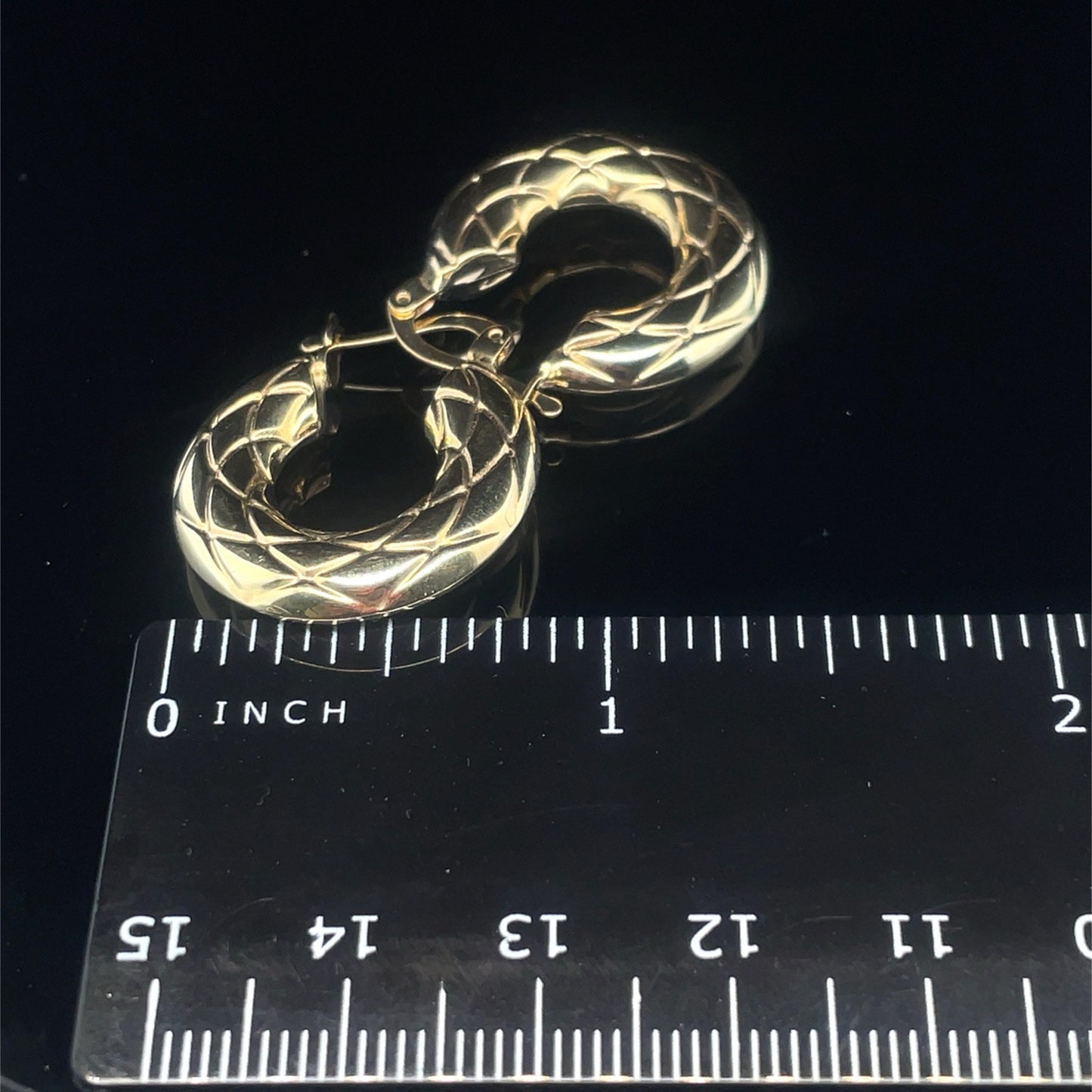 14k Yellow Gold thick Hoop Earrings 3.40g 4.4x222