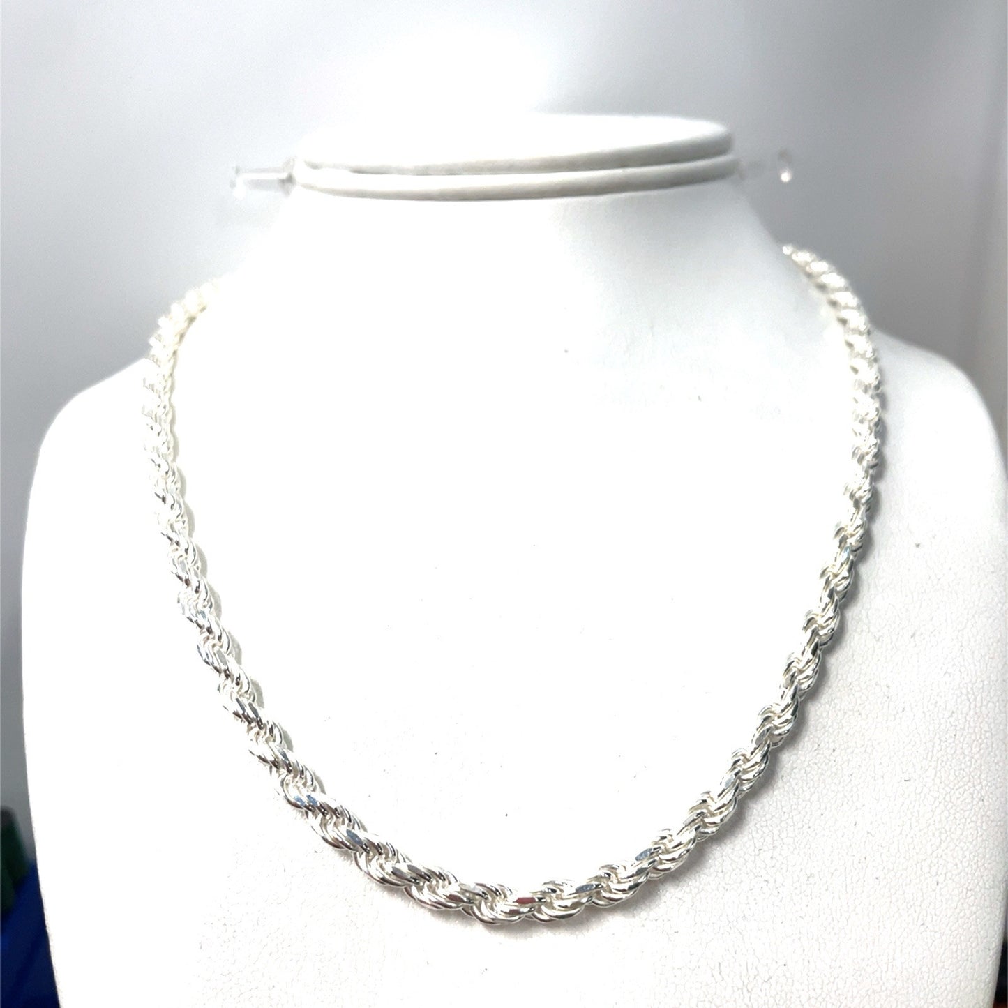 925 Sterling Silver 18” Rope Necklace 34.00g 4.5mm2