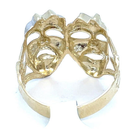 10k Two Tone Gold Smile Now Cry Later Ring 3.70g Size 112