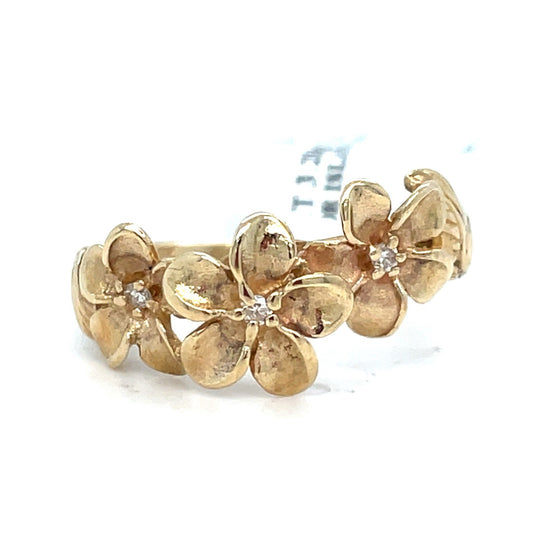 14K Yellow Gold Women’s Island Flowers Ring 3.20g Size 5.50