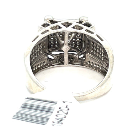 925 Sterling Silver Diamond Cluster Ring 4.90g .38 CTW Size 73