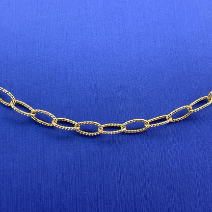 14K Yellow Gold 18” Beaded Oval Link Necklace 4.10g 1