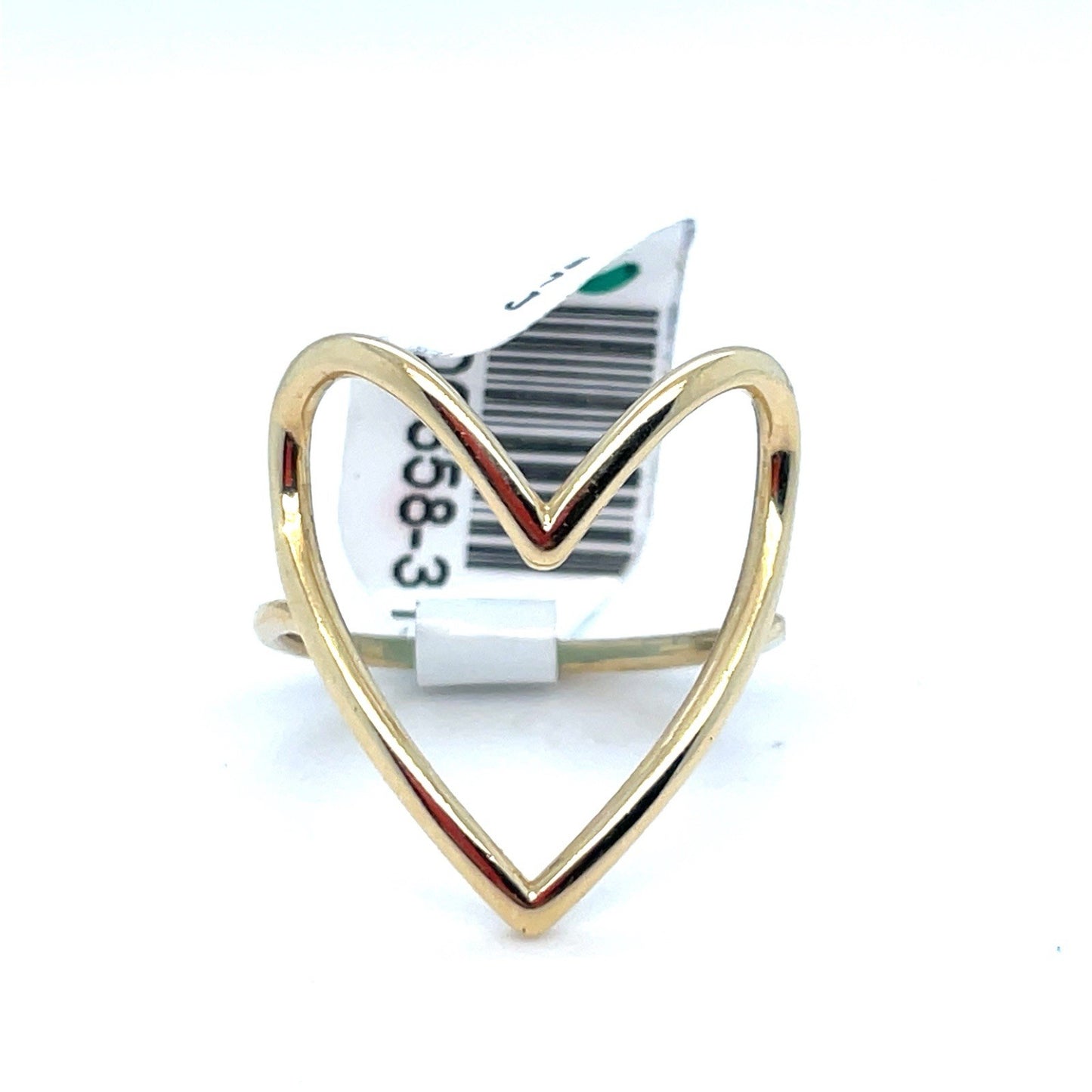 14k Yellow Gold Women’s Hollow Heart Ring 2.46g Size 70