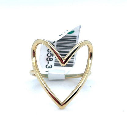 14k Yellow Gold Women’s Hollow Heart Ring 2.46g Size 70