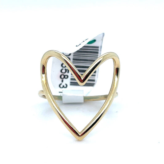 14k Yellow Gold Women’s Hollow Heart Ring 2.46g Size 70