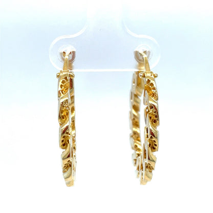 10k Yellow Gold Women’s Flat Cuban Link Hoop Earrings 5.90g1