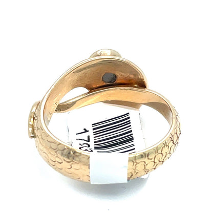 14K Yellow Gold Snake Moonstone Ring 7.70g Size 9.52