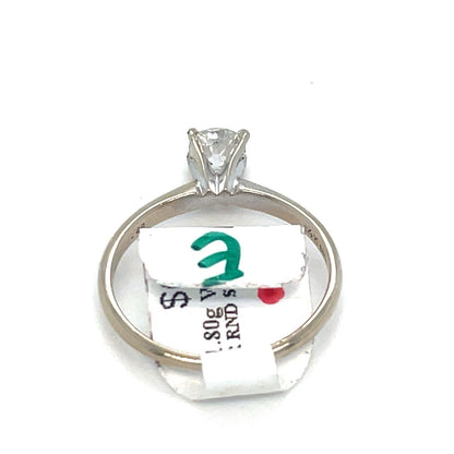 14k White Gold Women’s Solitaire Diamond Ring 1.80g Size 6.75 .46CTW H,I23