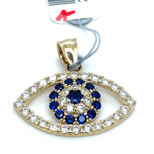 10k yellow Gold CZ Evil Eye Pendant 2.64g0