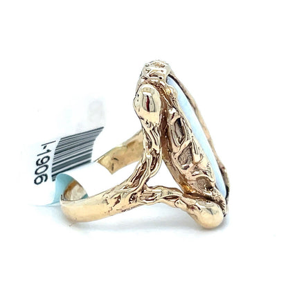 14k Yellow Gold Women’s Opal Brutalist Ring 8.10g Size 4.51