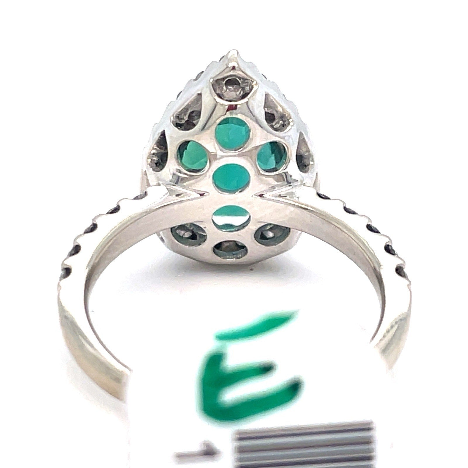 14K White Gold Women’s Lab Emerald Diamond Ring 4.80g .65CTW Size 73