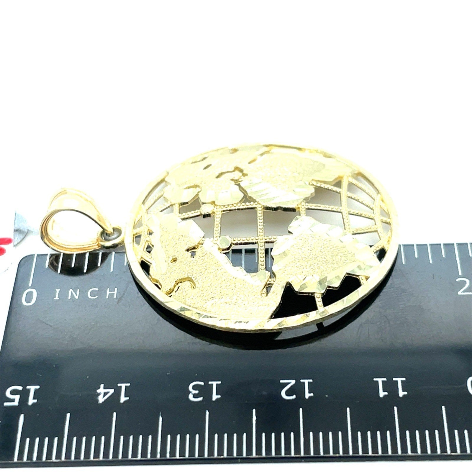 10k Yellow Gold Open World Satin Pendant 5.16g2