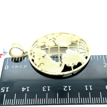 10k Yellow Gold Open World Satin Pendant 5.16g2