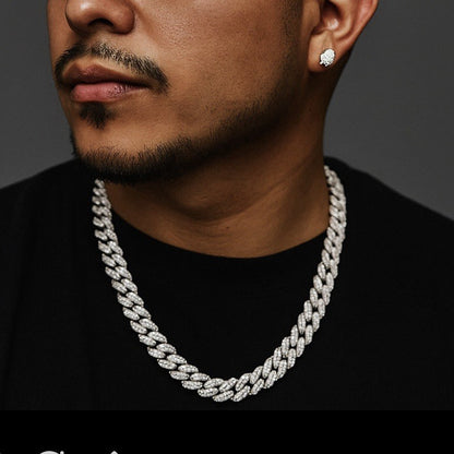 925 Sterling Silver CZ 22” Rounded Cuban Link Necklace 77.70g 8mm4
