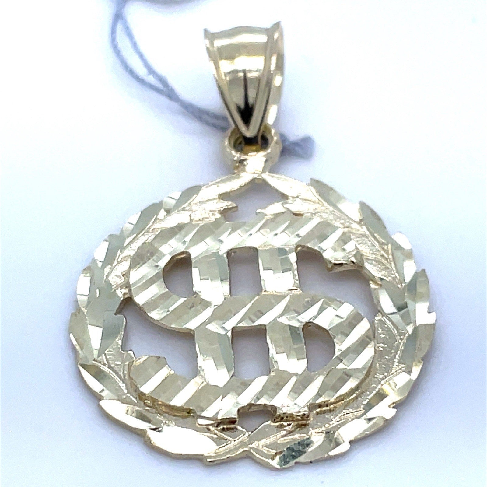 10k Yellow Gold Round Dollar Sign Pendant 3.100