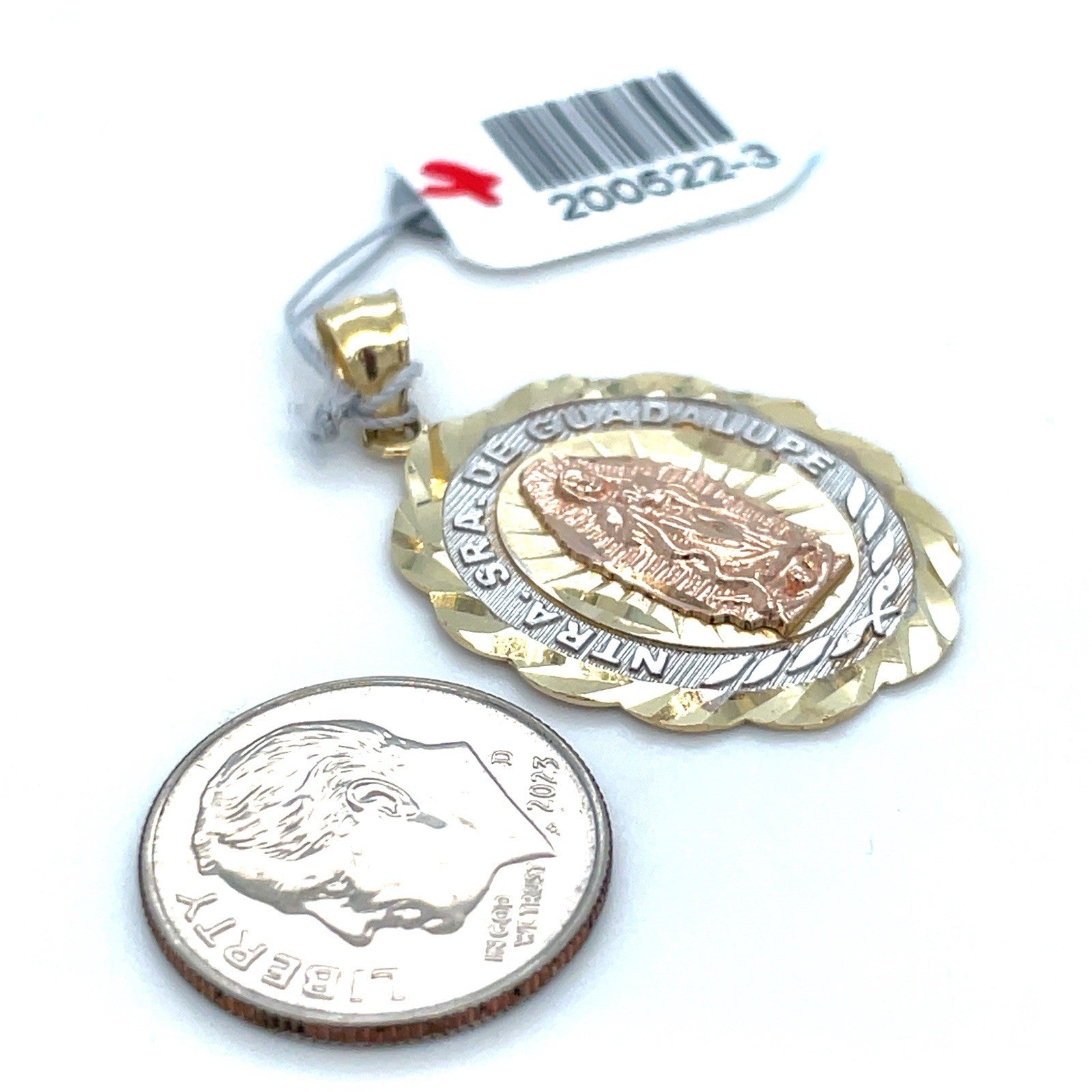 14k Tri Color Gold Oval Virgin Mary Pendant 3.10g2