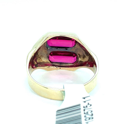 10k Yellow Gold Men’s Red Synthetic Stone Ring 6.00g Size 102