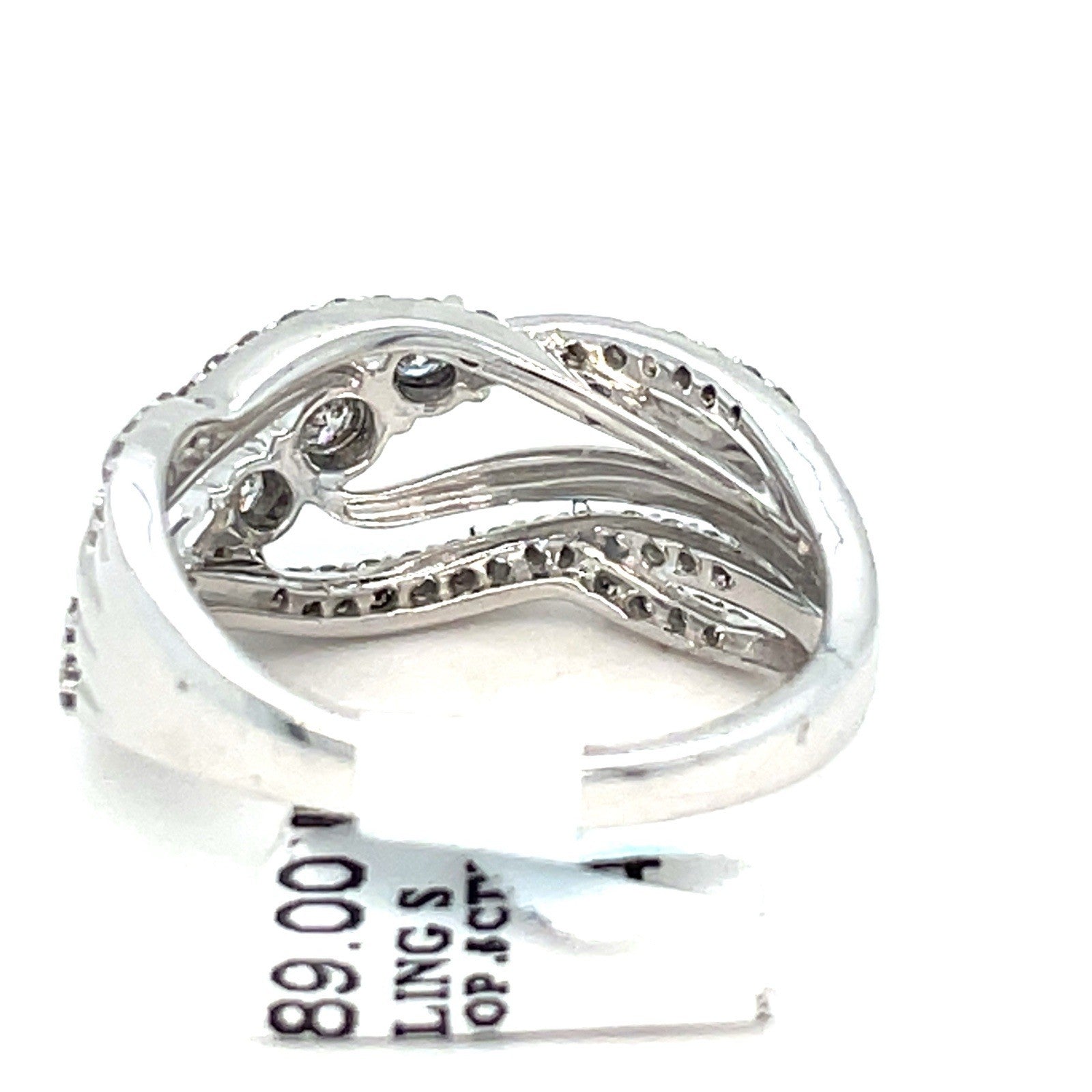 925 Sterling Silver Diamond Swoop Ring 3.80g Size .5CTW Size 72