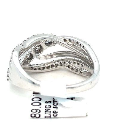 925 Sterling Silver Diamond Swoop Ring 3.80g Size .5CTW Size 72