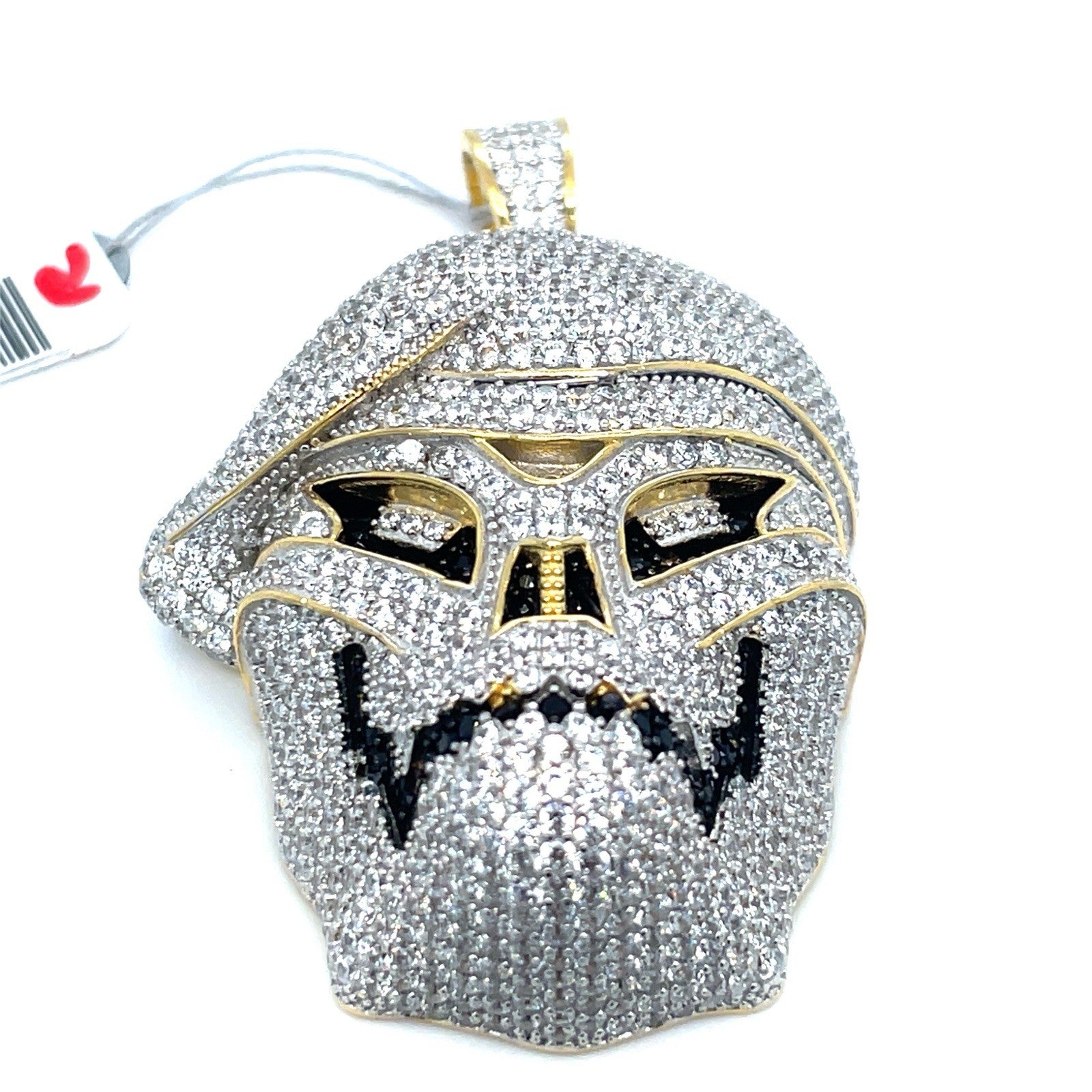 925 Sterling Silver CZ Skull Beret Pendant 32.30g1