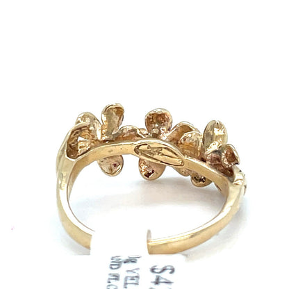 14K Yellow Gold Women’s Island Flowers Ring 3.20g Size 5.52