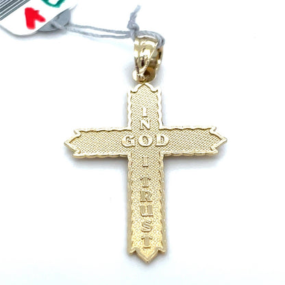 14k Yellow Gold Flat Cross Pendant 1.50g1