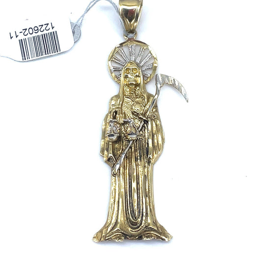 10K Two Tone Gold Men’s  Santa Muerte Pendant 9.90g0