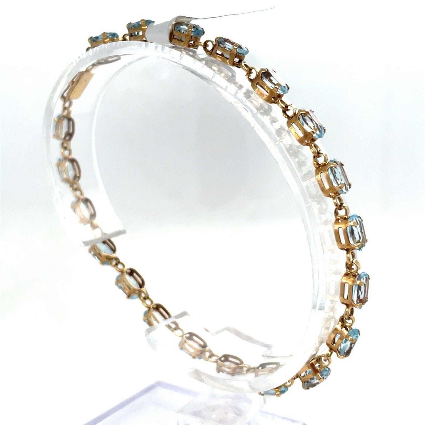 10k Yellow Gold Women’s 8” Oval Blue Topaz Bracelet 5.50g2