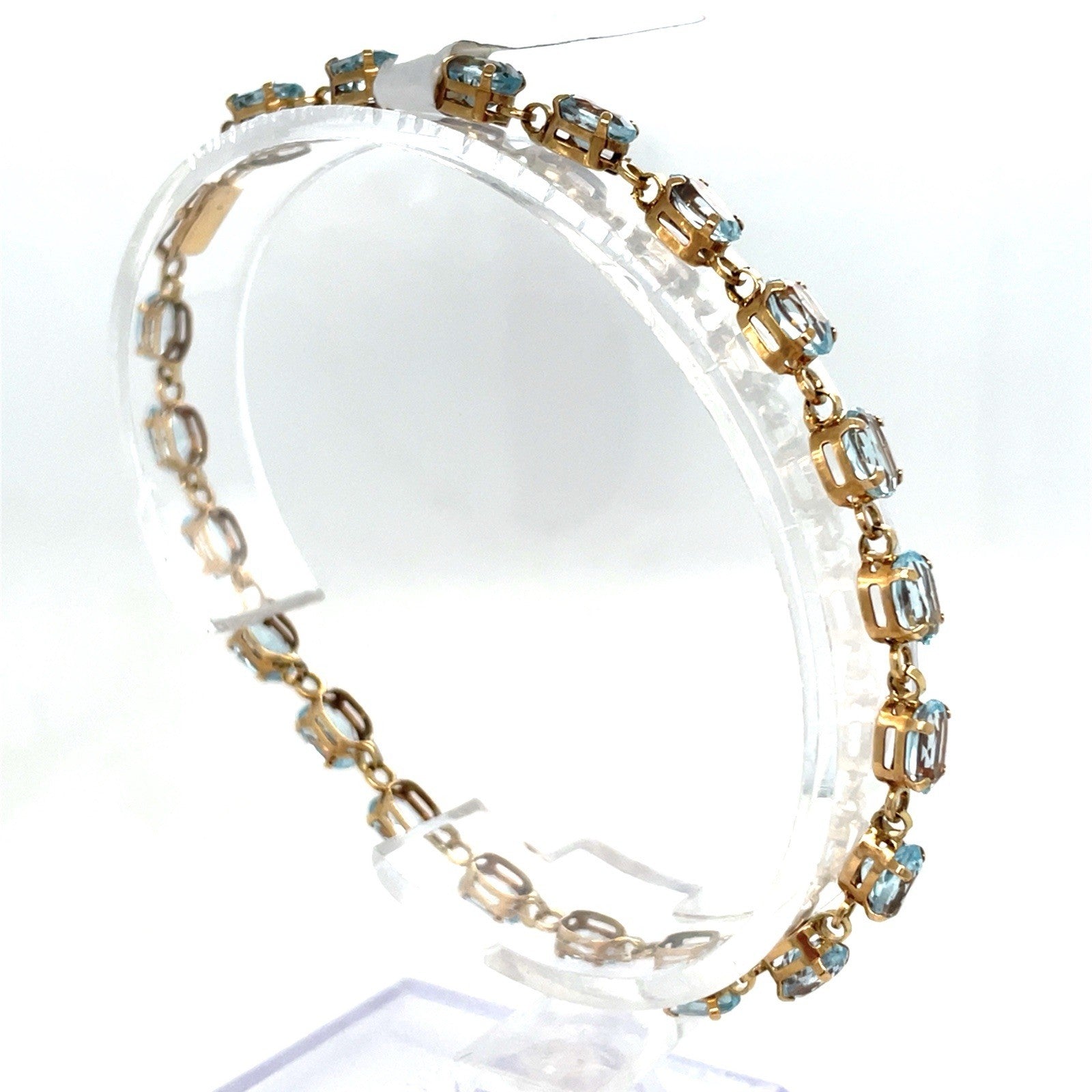 10k Yellow Gold Women’s 8” Oval Blue Topaz Bracelet 5.50g2