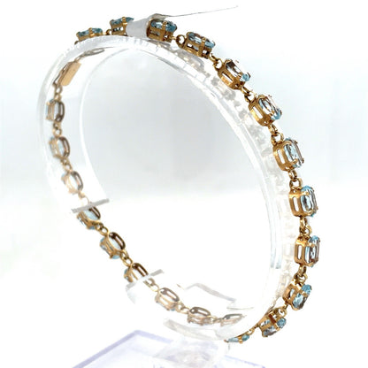 10k Yellow Gold Women’s 8” Oval Blue Topaz Bracelet 5.50g2