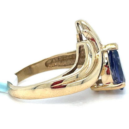 10Kt Yellow Gold Women’s Pear Amethyst Ring 4.40g Size 71