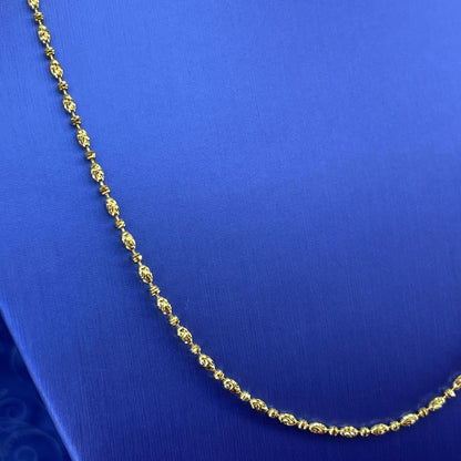 14k Yellow Gold 20” Moon Cut Oval Bead Necklace 6.56g 2mm2