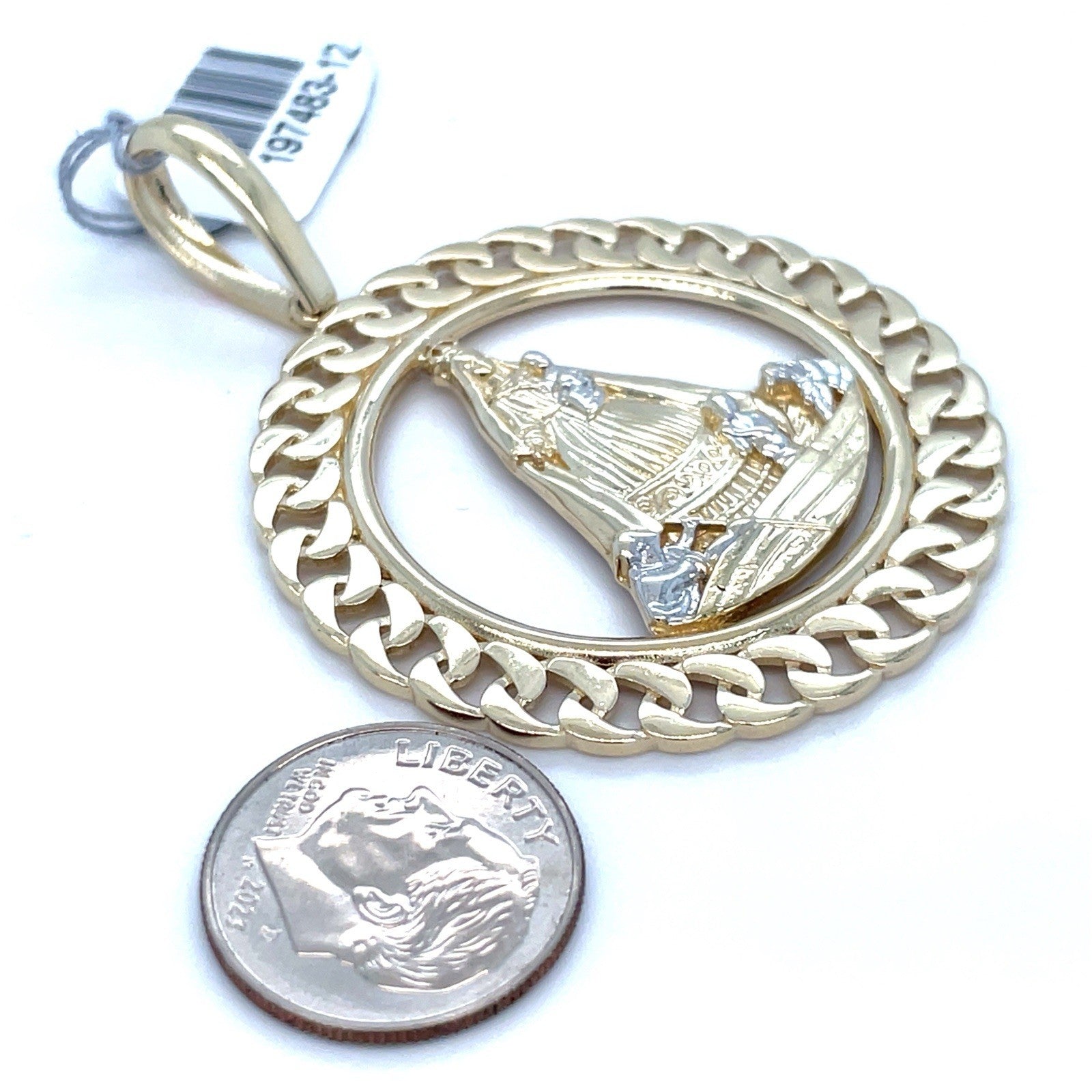 14k Yellow Gold Cuban Style Caridad Del Cobre Pendant 8.90g1