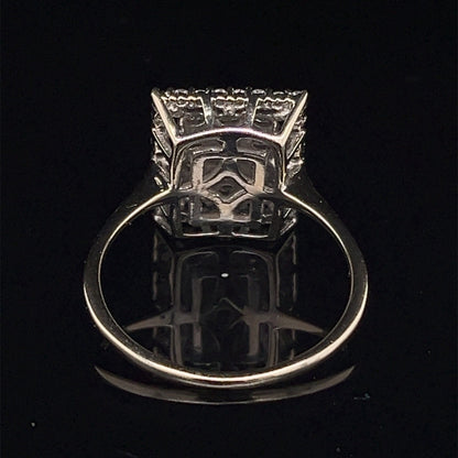 14 karat white gold rectangle diamond cluster ringG-H SI  .77 CTW size 74