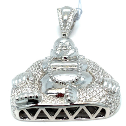 925 Sterling Silver CZ Buddha Pendant 15.60g1