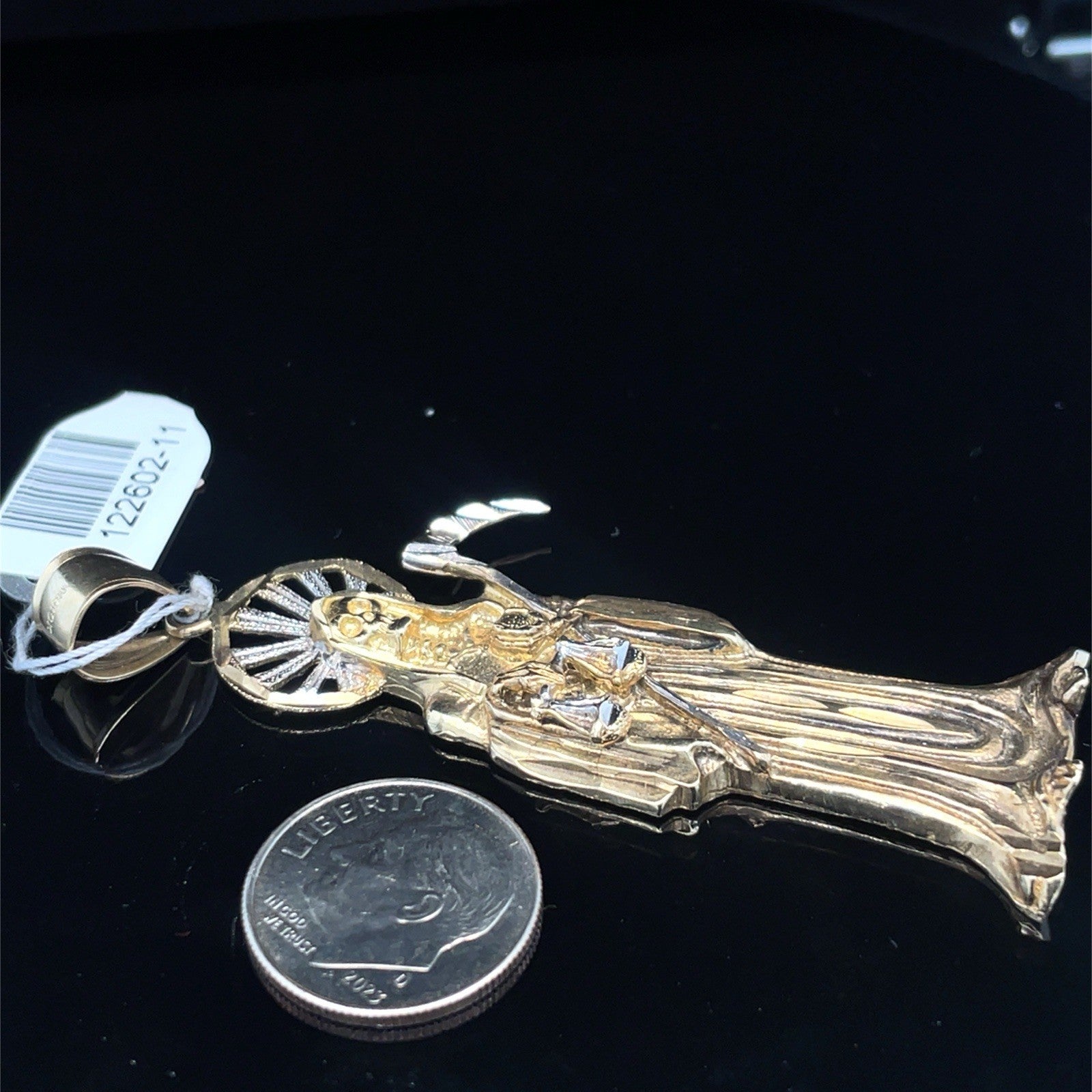 10K Two Tone Gold Men’s  Santa Muerte Pendant 9.90g1